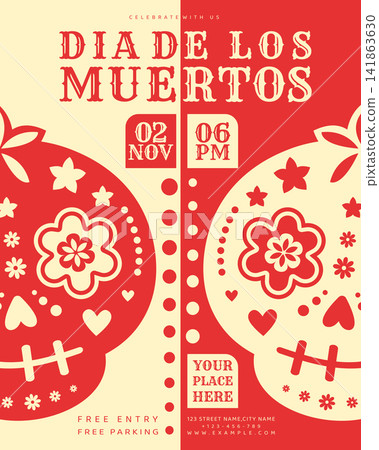 dia de los muertos party invitation flyer vector illustration dia de los muertos party invitation flyer vector illustration 141863630
