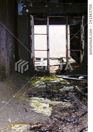 ruins of an old house with window light. ruins of an old house with window light. 141863708