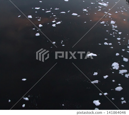 Foam from foaming agents ( foaming detergent) on river Foam from foaming agents ( foaming detergent) on river 141864046