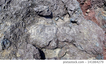 The rugged lava texture of Toshiki Coast on Izu Oshima Island 141864279