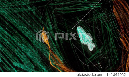 Abstract Digital Artwork Featuring Neon Green Scribbles and Glowing Cyan Center on Dark Background Abstract Digital Artwork Featuring Neon Green Scribbles and Glowing Cyan Center on Dark Background 141864932