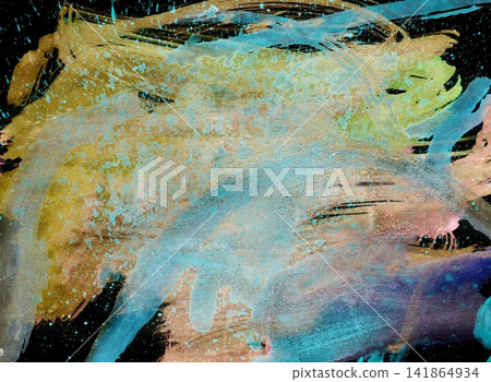 Abstract Artistic Background with Vibrant Watercolor Splashes and Creative Textured Brush Strokes Abstract Artistic Background with Vibrant Watercolor Splashes and Creative Textured Brush Strokes 141864934