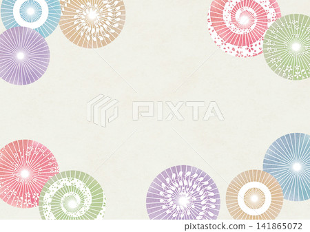 Colorful Japanese umbrella illustration frame Colorful Japanese umbrella illustration frame 141865072