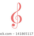 紅色高音譜號 141865117