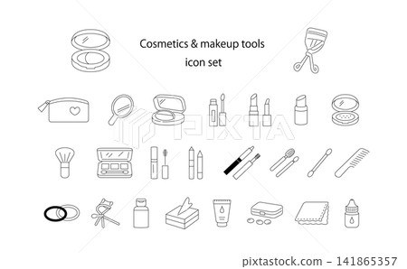 Icon set themed around cosmetics and makeup 141865357