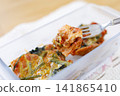 Tomato bread gratin with canned mackerel, made with sliced bread 141865410