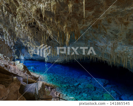 The Gruta do Lago Azul cave system leading to the blue underground lake The Gruta do Lago Azul cave system leading to the blue underground lake 141865545