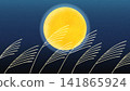 Japanese-style background with a full moon and pampas grass. 141865924