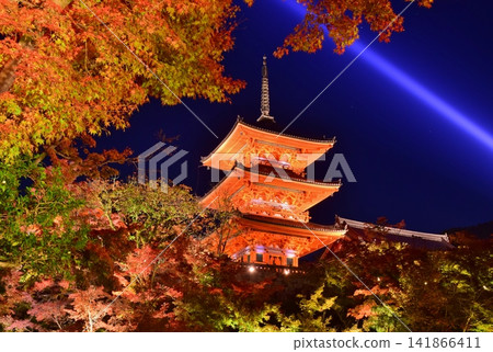 秋日裡燈火輝煌的清水寺 秋日裡燈火輝煌的清水寺 141866411