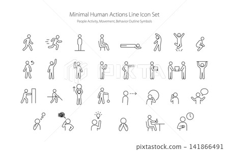 包含人類動作和運動的圖標集 包含人類動作和運動的圖標集 141866491