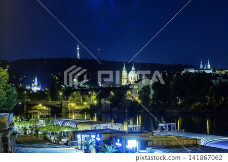 The Vitava River at Prague at Night, Czech Republic The Vitava River at Prague at Night, Czech Republic 141867062