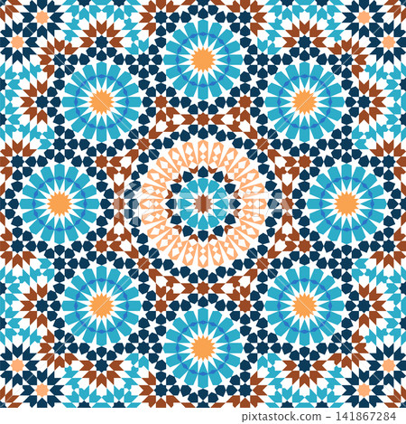 Geometric pattern in Zellige style in color Geometric pattern in Zellige style in color 141867284