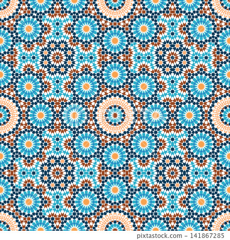 Geometric pattern in Zellige style in color Geometric pattern in Zellige style in color 141867285