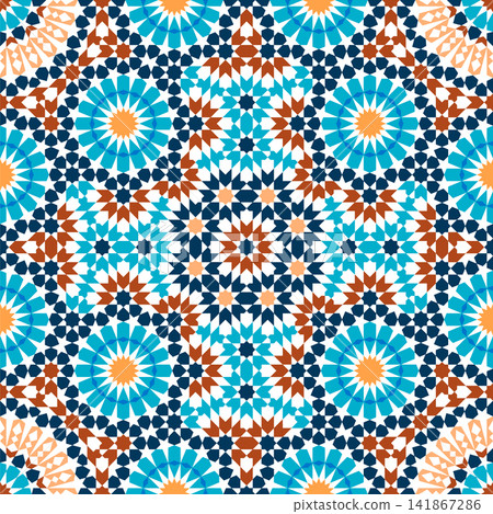 Geometric pattern in Zellige style in color Geometric pattern in Zellige style in color 141867286