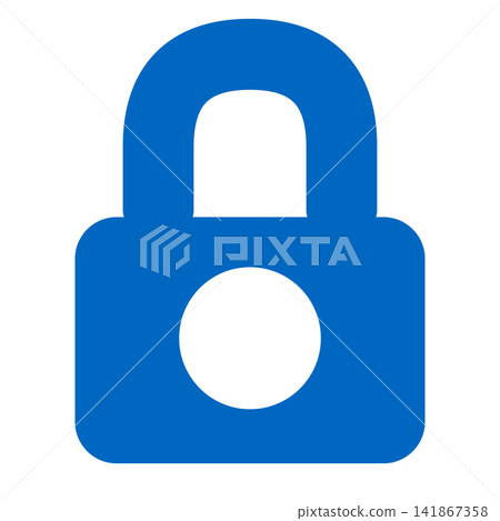Encryption keyhole: A white keyhole on a blue lock body. Encryption keyhole: A white keyhole on a blue lock body. 141867358