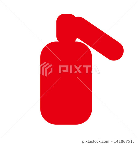Fire extinguisher: A shape depicting a red body and an angled nozzle. Fire extinguisher: A shape depicting a red body and an angled nozzle. 141867513