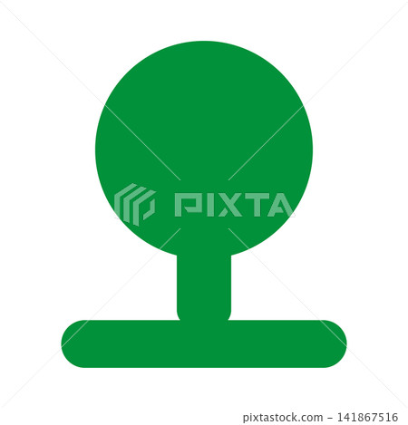 Young trees being planted: green, rounded canopies and trunks, and a band of ground beneath them. Young trees being planted: green, rounded canopies and trunks, and a band of ground beneath them. 141867516