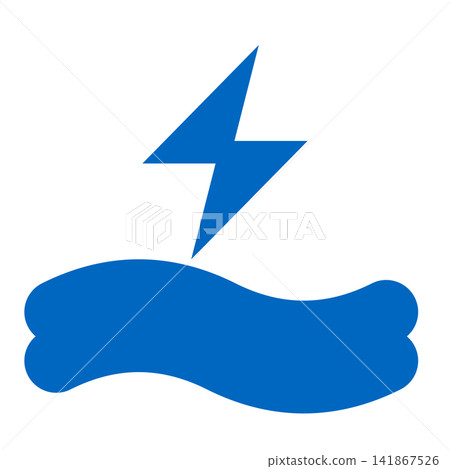 水力發電廠的瀑布、一道藍色的閃電,以及下方翻滾的兩道波浪。 水力發電廠的瀑布、一道藍色的閃電,以及下方翻滾的兩道波浪。 141867526