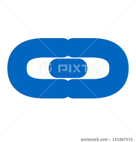 A connecting chain: Two blue C-shaped rings are connected by a rod. A connecting chain: Two blue C-shaped rings are connected by a rod. 141867533