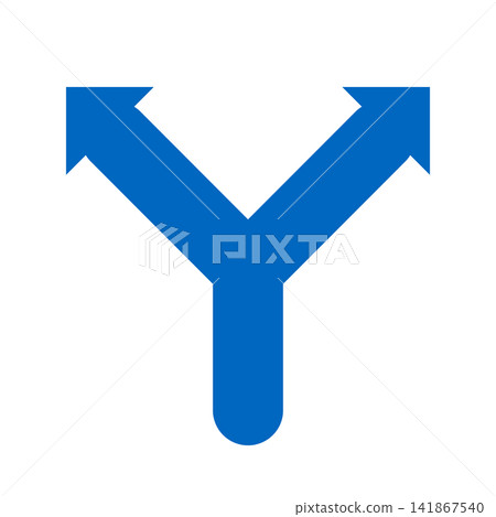 A fork in the road: The blue path splits into two. A fork in the road: The blue path splits into two. 141867540