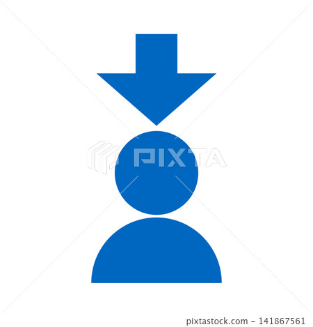 Assignment of duties: Downward arrow descending from directly above the blue person. Assignment of duties: Downward arrow descending from directly above the blue person. 141867561