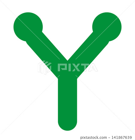 A fork in the road. The green line splits into two, and there are two circles ahead. A fork in the road. The green line splits into two, and there are two circles ahead. 141867639