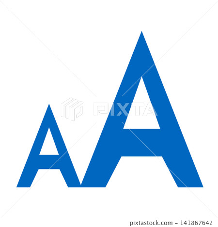 Enlarged letters: Blue symbols with a small A and a large A placed side by side. Enlarged letters: Blue symbols with a small A and a large A placed side by side. 141867642