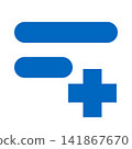 Additional items: Two blue stripes and a cross with a plus sign. 141867670