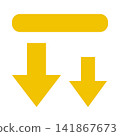 A canopy warning of falling objects: A yellow canopy with two downward-pointing arrows. 141867673