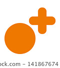 An orange coin with a thick cross indicating an additional interest. 141867674