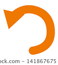 Rewinding the history: an orange arc and arrowhead rotating to the left. 141867675