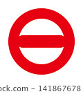 A horizontal bar indicating "No Entry" - shaped like a thick horizontal bar across a red ring. 141867678