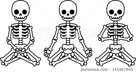 Cartoon meditating skeletons Cartoon meditating skeletons 141867840