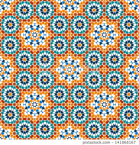 Seamless geometric pattern Zellige style in color Seamless geometric pattern Zellige style in color 141868167