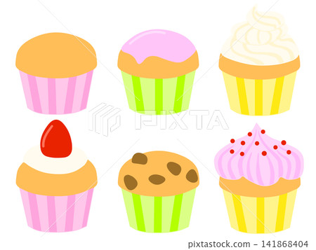 Colorful cupcake illustration set Colorful cupcake illustration set 141868404