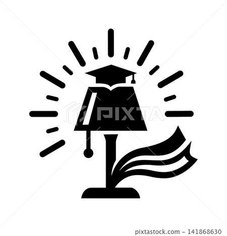 Graduation Lamp and Book Education Vector Icon Graduation Lamp and Book Education Vector Icon 141868630