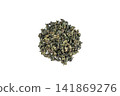 Green oolong tea closeup with white backdrop Green oolong tea closeup with white backdrop 141869276