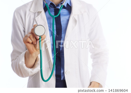 Medical Professional Holding Stethoscope to Viewer Medical Professional Holding Stethoscope to Viewer 141869604