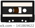 retro black cassette tape media storage vector illustration flat design on transparent background vintage music concept. no people. graphic element. 141869622