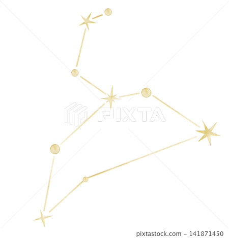 Leo watercolor constellation illustration on isolated background. Golden zodiac star map for astrology, horoscope, nursery decor, celestial collections and fantasy designs. Leo watercolor constellation illustration on isolated background. Golden zodiac star map for astrology, horoscope, nursery decor, celestial collections and fantasy designs. 141871450