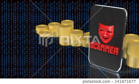 Mobile Phone Scammer Stealing Money Through Online Fraud 3d render. 141871677