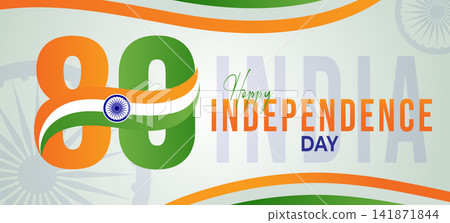 Creative 80th Indian independence day banner with tricolor flag and ashoka chakra Creative 80th Indian independence day banner with tricolor flag and ashoka chakra 141871844