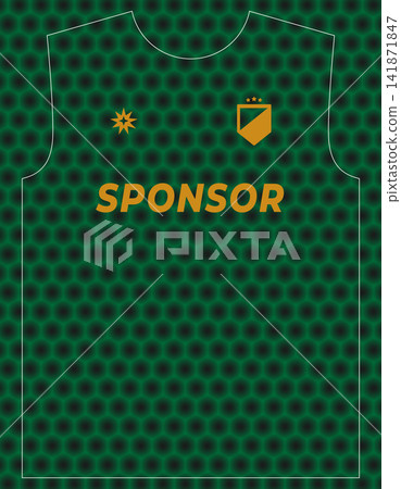 Green honeycomb pattern sublimation jersey design template for athletic apparel 141871847
