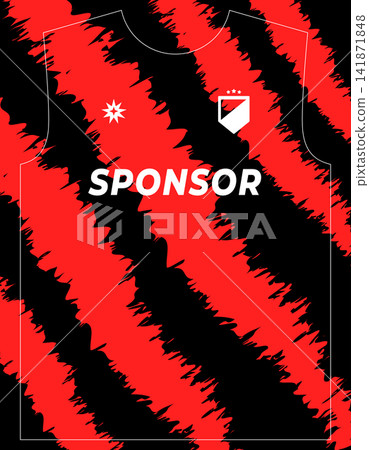 Dynamic red and black brush stroke sublimation jersey design template for sports 141871848