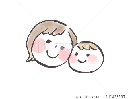 An illustration of a parent and child smiling with their cheeks pressed together. An illustration of a parent and child smiling with their cheeks pressed together. 141872565