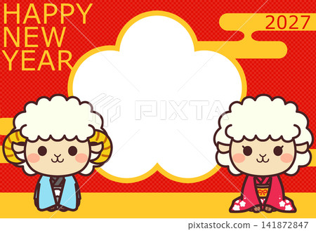 2027新年賀卡素材：羊圖案相框 141872847