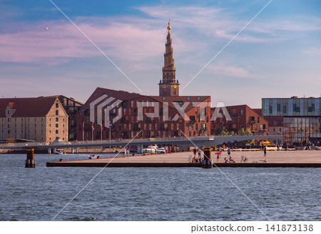Church of Our Saviour Tower and Waterfront in Copenhagen Denmark Church of Our Saviour Tower and Waterfront in Copenhagen Denmark 141873138
