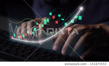 Analytical Perspective on Financial Growth with Hands Typing on Keyboard and Market Data Visualization in Background Copula Analytical Perspective on Financial Growth with Hands Typing on Keyboard and Market Data Visualization in Background Copula 141873553