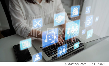 CRM Customer Relationship Management Platform with Data Analytic User Tool Funnel CRM Customer Relationship Management Platform with Data Analytic User Tool Funnel 141873690