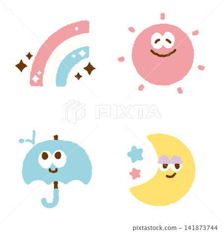 一套可愛的天氣圖標 一套可愛的天氣圖標 141873744